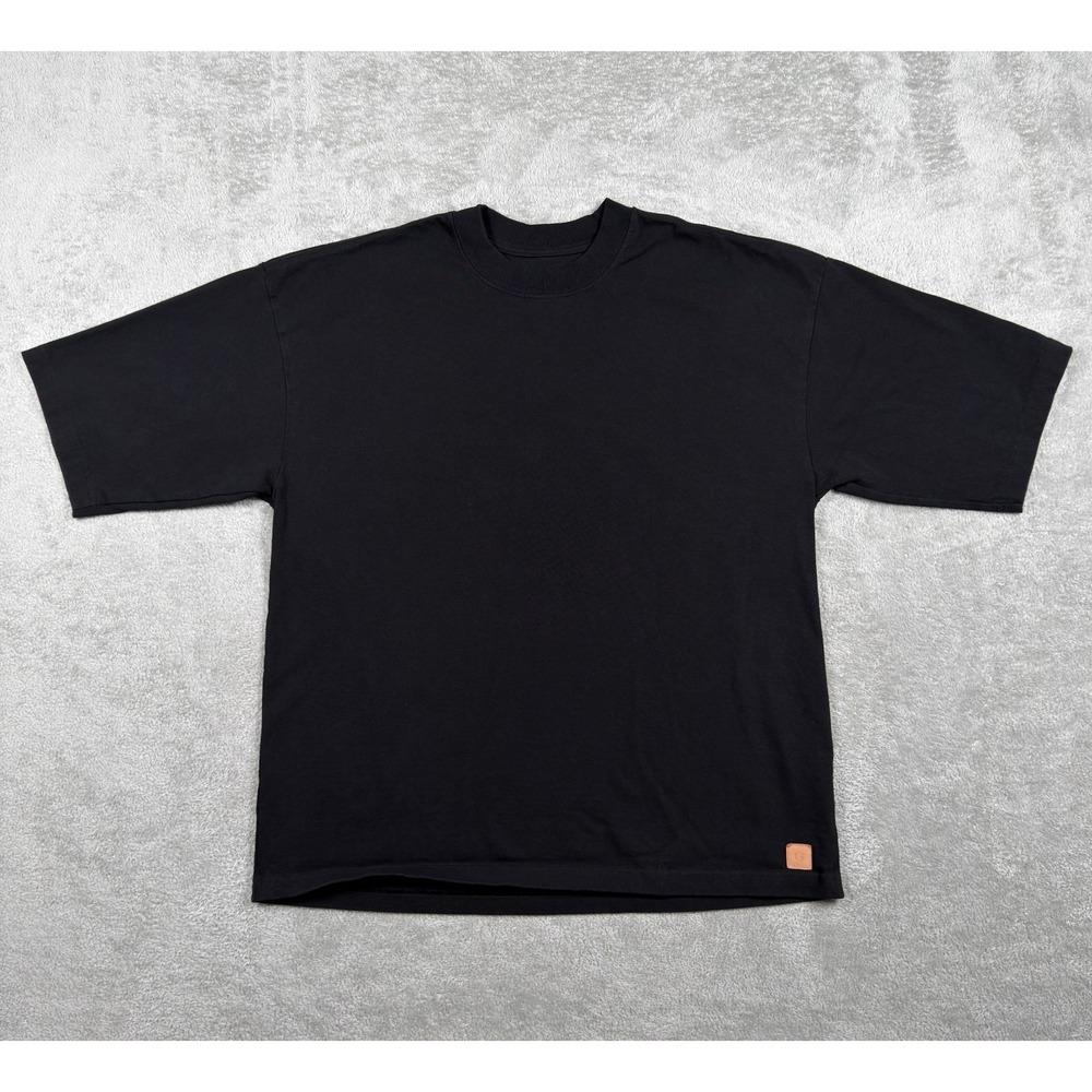 Gustin Shirt Mens Medium Black Heavyweight Cotton Short Sleeve Crew Neck